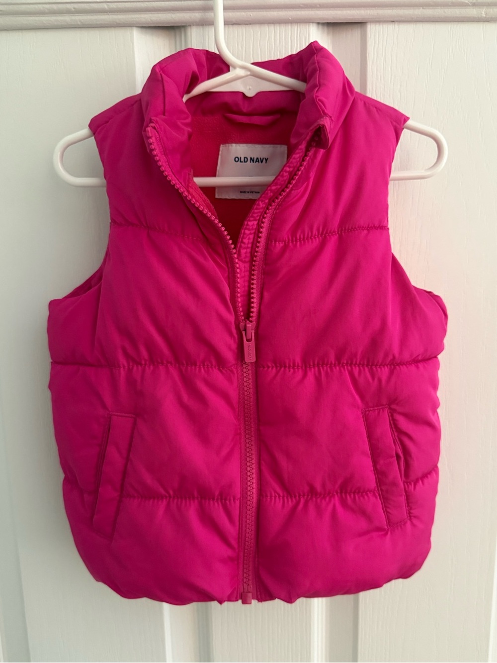Old Navy Hot Pink Toddler Girl Fleece Full Zip Puffer Vest - size 2T